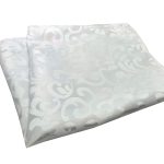 60 x 126'' White Jacquard Tablecloth