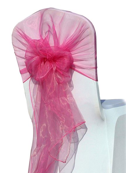 10Pc Hot Pink Organza Hood