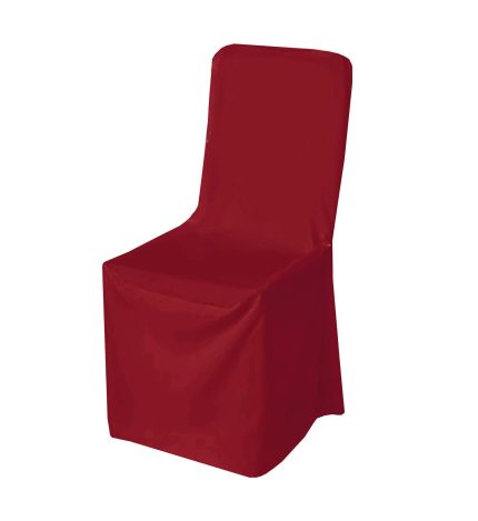 Square Top Burgundy Polyester Chair Cover