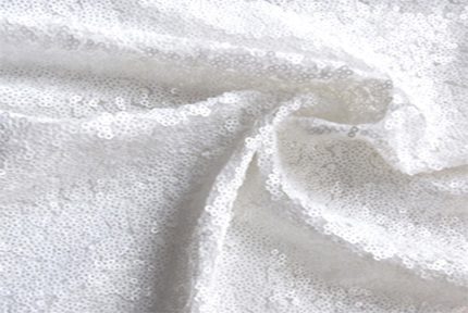 White Sequin Fabric 1m