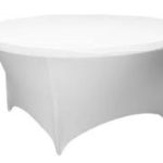 Textured event tablecloth in light colors, adding a sophisticated touch to the table setting.