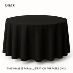 132'' Round Black Seamless Polyester Tablecloth