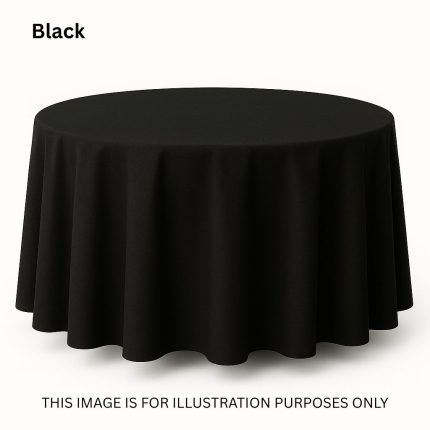 120" Round Black SEAMLESS Polyester Tablecloth