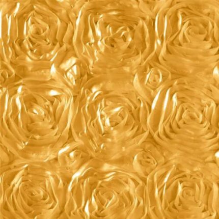 Stunning gold rosette fabric – a luxurious choice for weddings, parties, and event decorations.