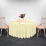 70'' Round Ivory Polyester Tablecloth - Image 3