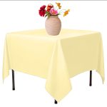 90" x 90'' Ivory Polyester Tablecloth - Image 2