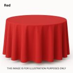 132'' Round Red Seamless Polyester Tablecloth
