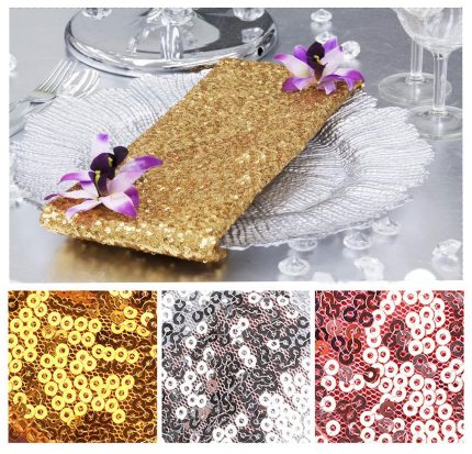 A dazzling gold napkin, adding a glamorous touch to special events and formal dining setups.