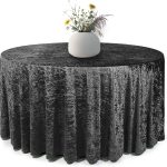 120" Black Crushed Velvet Tablecloth