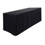 4FT Black Fitted Polyester Tablecloth