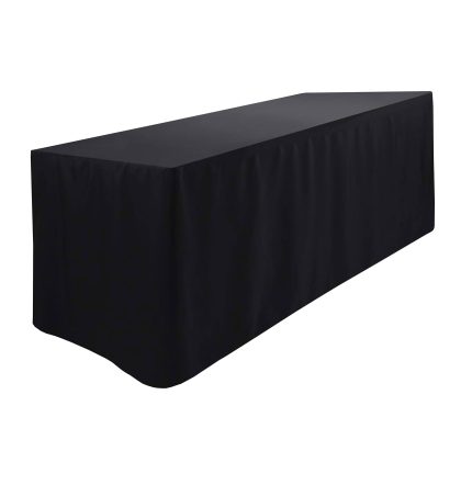 4FT Black Fitted Polyester Tablecloth