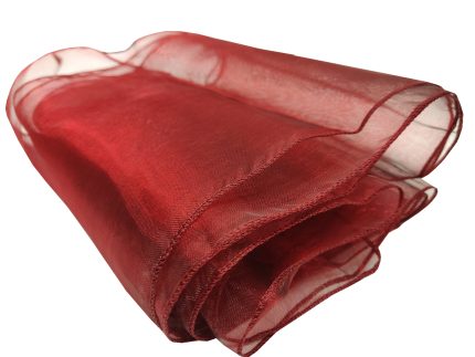 Rich burgundy tablecloth with a smooth, elegant finish, perfect for formal occasions.
