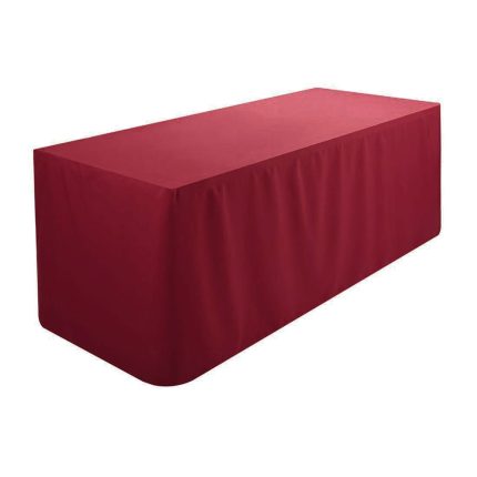 6FT Burgundy Fitted Polyester Tablecloth