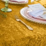 108" Gold Crushed Velvet Tablecloth - Image 2