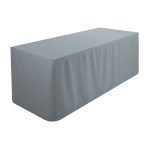 8FT Gray Polyester Fitted Tablecloth