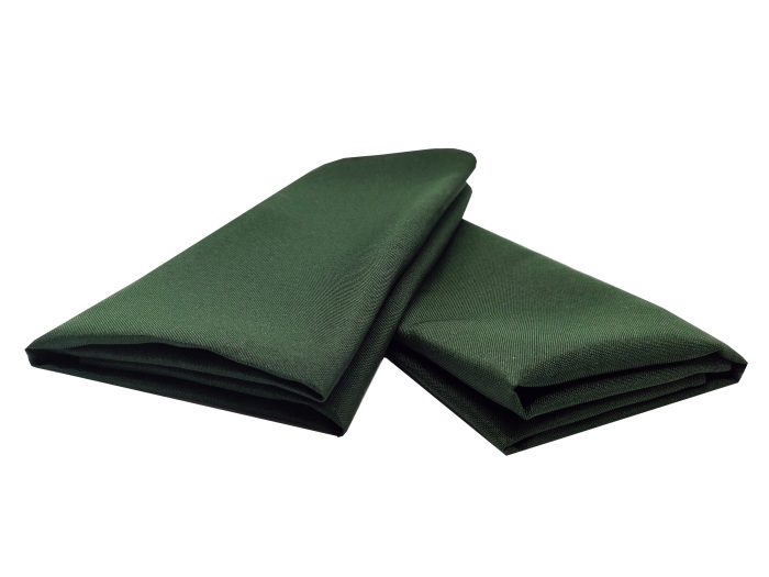 Green tablecloth featuring a subtle textured pattern, perfect for elegant events.