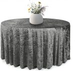 70" Grey Crushed Velvet Tablecloth