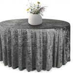 108" Grey  Crushed Velvet Tablecloth