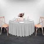 132'' Round Grey Polyester Tablecloth - Image 3