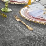 70" Grey Crushed Velvet Tablecloth - Image 2