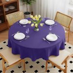 54" Round Navy Blue Tablecloth - Image 3