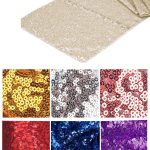 12" x 80'' Pale Gold Sequin Table Runner