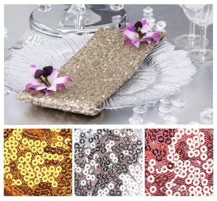 Luxurious Pale Gold Sequin Napkin – Glamorous Table Setting