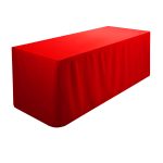 8FT Red Fitted Polyester Tablecloth