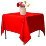 90'' x 90'' Red Seamless Polyester Tablecloth - Image 2