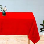 70'' x 70'' Red Seamless Polyester Tablecloth - Image 3