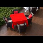 70'' x 70'' Red Seamless Polyester Tablecloth - Image 5