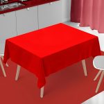 90'' x 90'' Red Seamless Polyester Tablecloth - Image 6