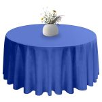 48" Round Royal Blue Polyester Tablecloth - Image 4