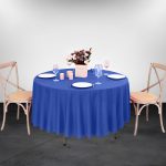 48" Round Royal Blue Polyester Tablecloth - Image 3