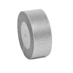 Silver 25mm satin ribbon for elegant gift wrapping and event decoration