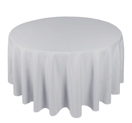 70'' Round Grey Polyester Tablecloth