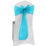 10Pc Turquoise Organza Chair Sashes - Image 3