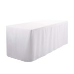 8FT White Fitted Polyester Tablecloth