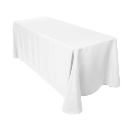 70" x 108" White Seamless Polyester Tablecloth