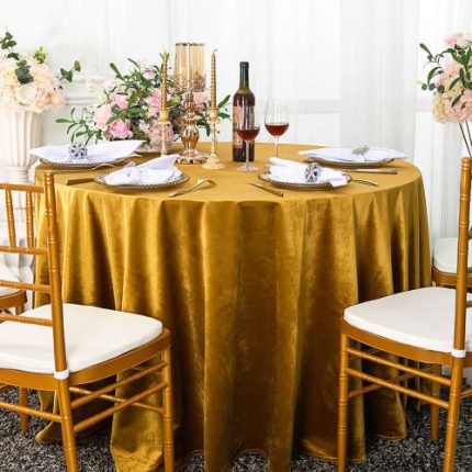 Round Crushed Velvet Tablecloth