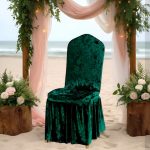 Green Crushed Velvet Chair Cover - Image 3