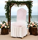 Ivory Crushed Velvet Chair Cover - Image 4