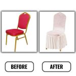 Ivory Crushed Velvet Chair Cover - Image 2