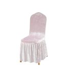 White Crushed Velvet Chair Cover