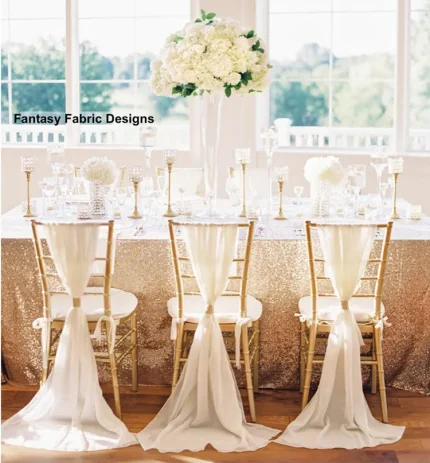 Chiffon Chiavari Vertical Drop Ivory