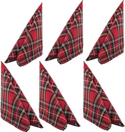 Red Tartan Traditional Scottish Table Napkins (6pcs)