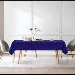 70" x 108" Navy Blue Polyester Tablecloth - Image 7