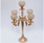 5 arm Crystal Goblet Candelabra Wedding Decor Christmas-Gold 68cm 85cm