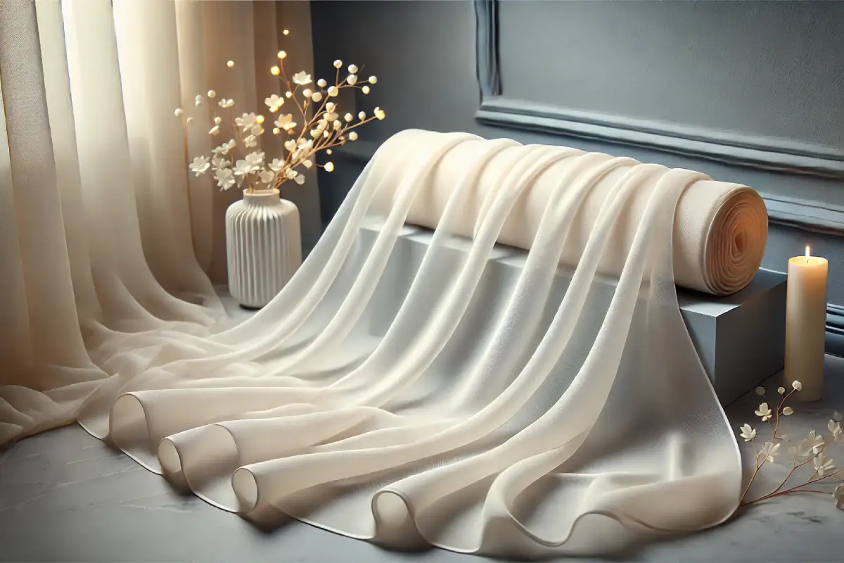 Soft chiffon fabric roll – the perfect choice for elegant event decorations and crafts.