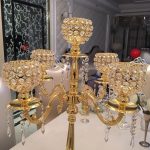5 arm Crystal Goblet Candelabra Wedding Decor Christmas-Gold 68cm 85cm - Image 2